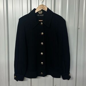 St John Basic Santana Collared Knit Cardigan Sweater Women Size Large